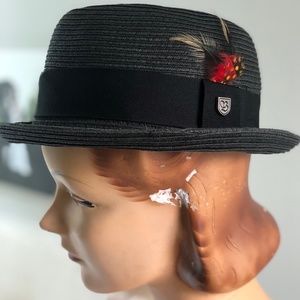 Brixton black hat with feather details